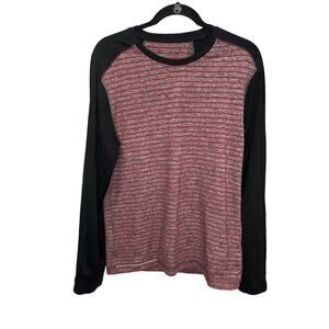 Lululemon Medium Warm Crew Pullover in Raven Stripe Cranberry Black